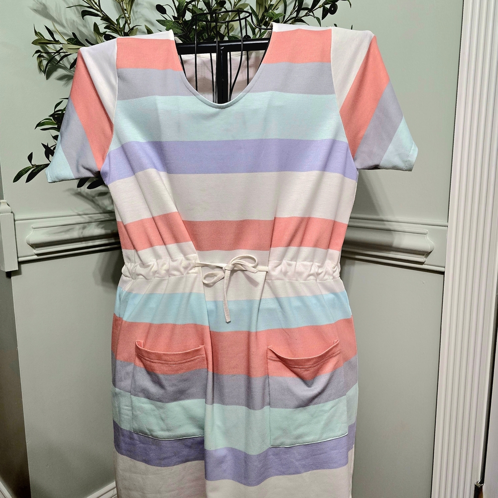 Striped Short Sleeve Dress with Pockets